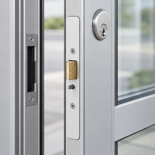 adams-rite-4900 — illustrative application view, representative finish; surrounding door and hardware not included