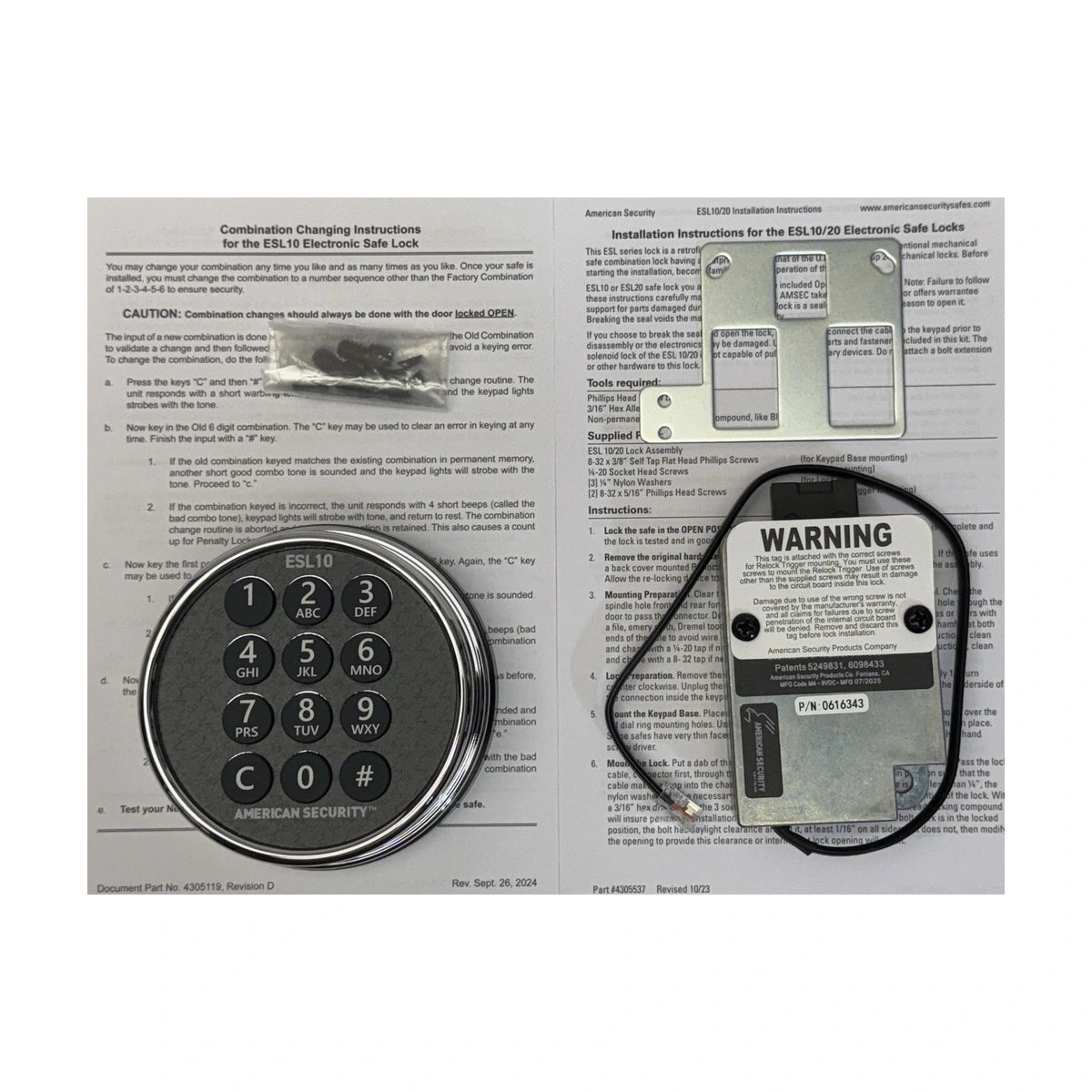 American Security - ESL10 ESL10XL - Lighted Keypad - Electronic Safe Lock Chrome — edited cover photo