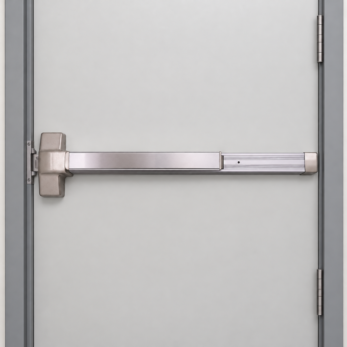 design-hardware-1000r — illustrative door installation, representative satin finish; door and surrounding hardware not included