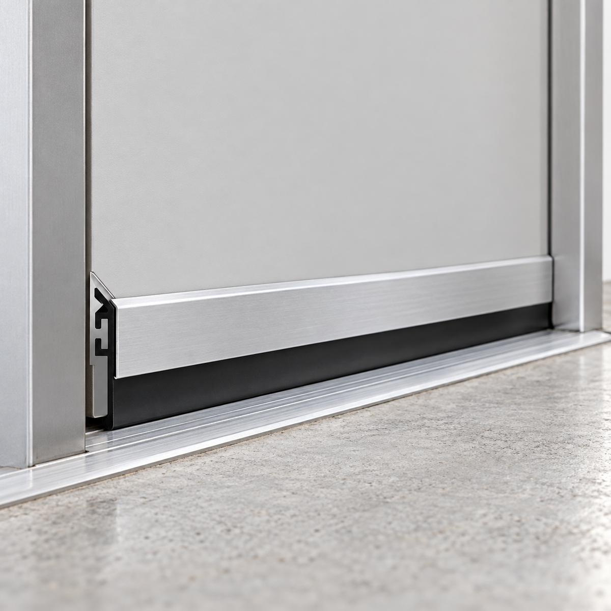 design-hardware-sw-r — illustrative door installation, representative satin finish; door and surrounding hardware not included