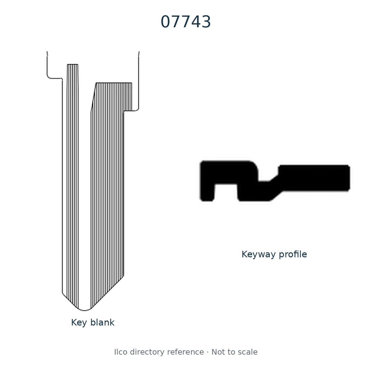 Ilco directory reference 07743 — key blank and keyway profile; not to scale