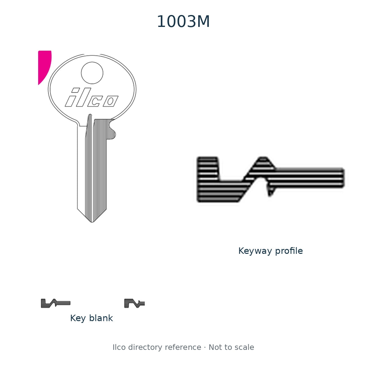 Ilco directory reference 1003M — key blank and keyway profile; not to scale