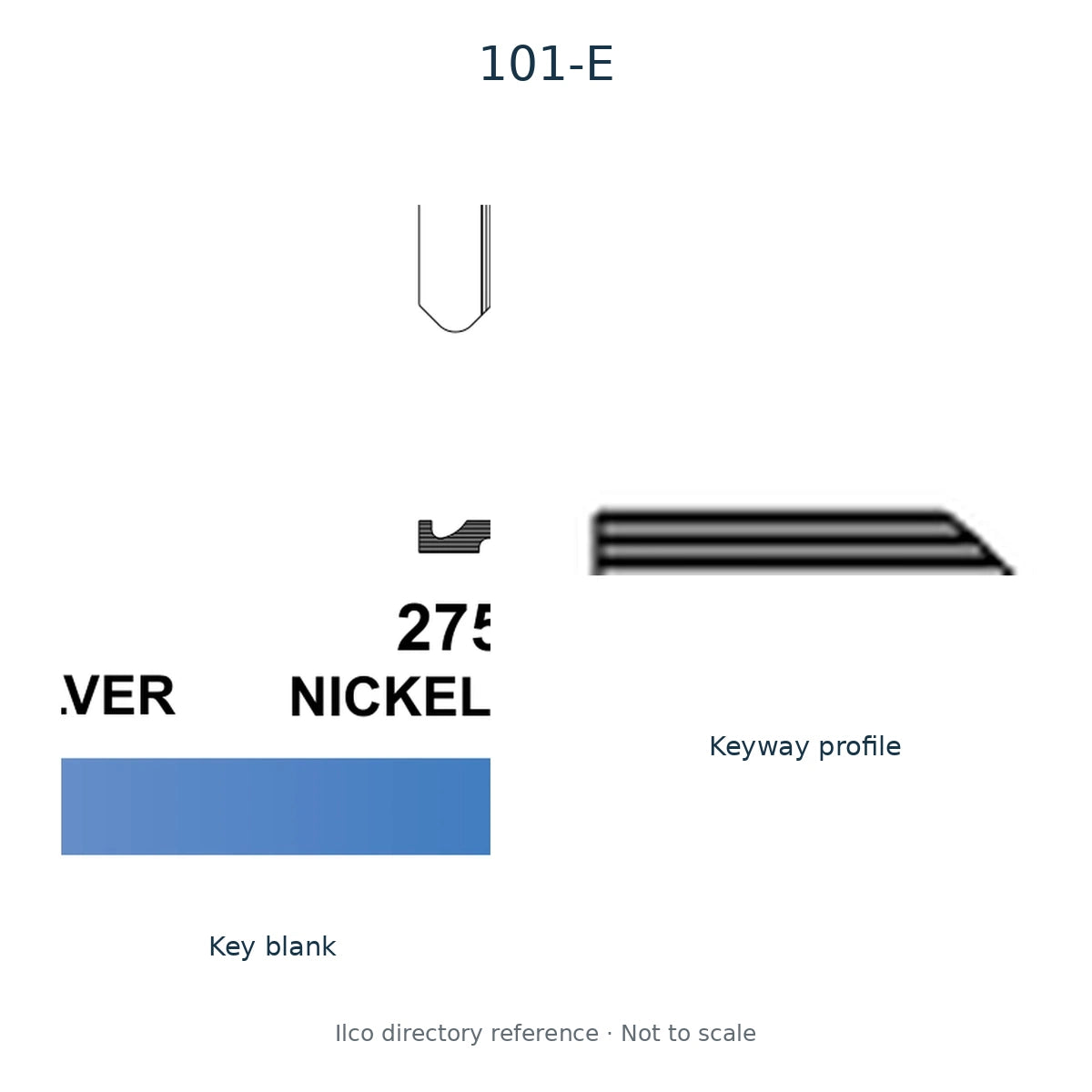 Ilco directory reference 101-E — key blank and keyway profile; not to scale