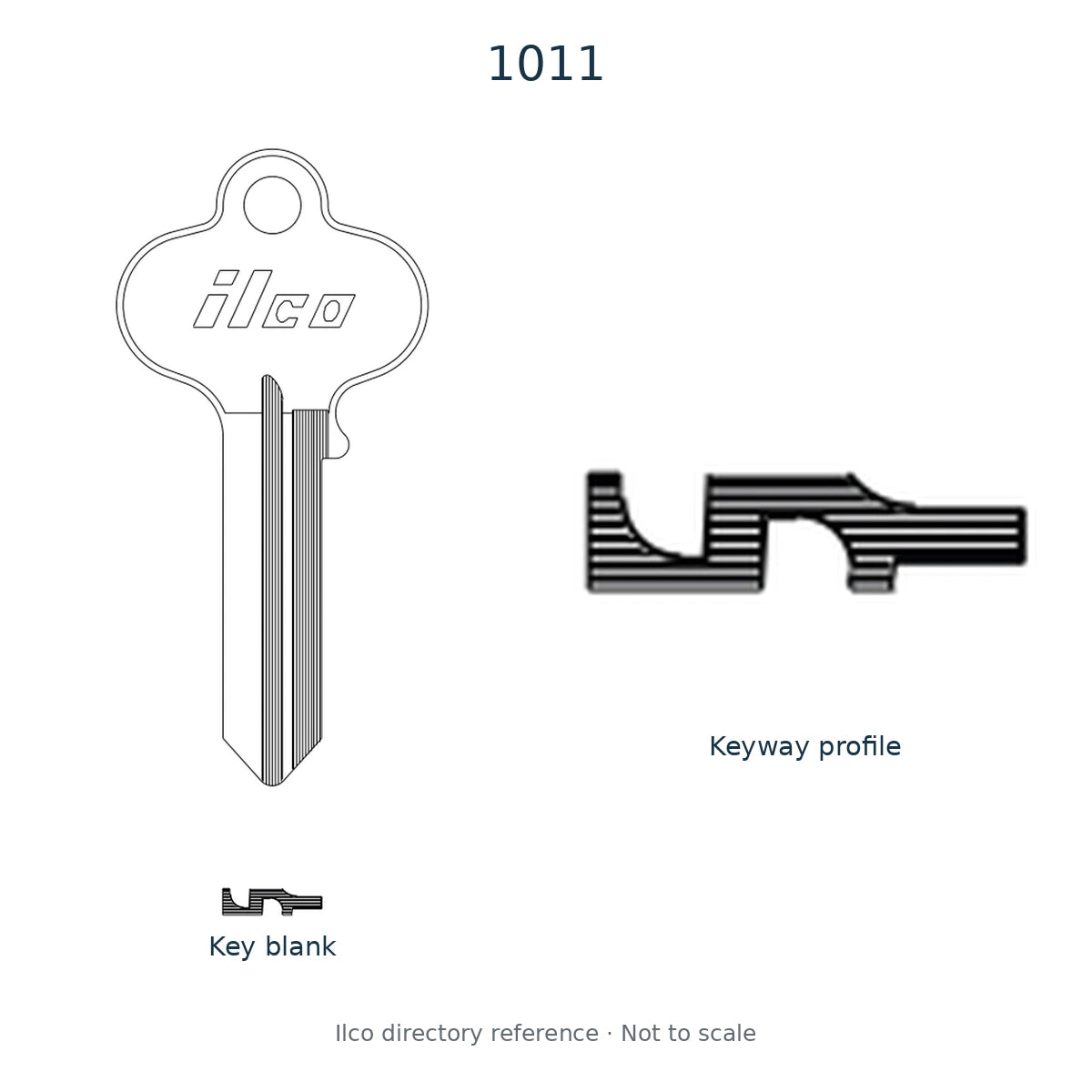 Ilco directory reference 1011 — key blank and keyway profile; not to scale