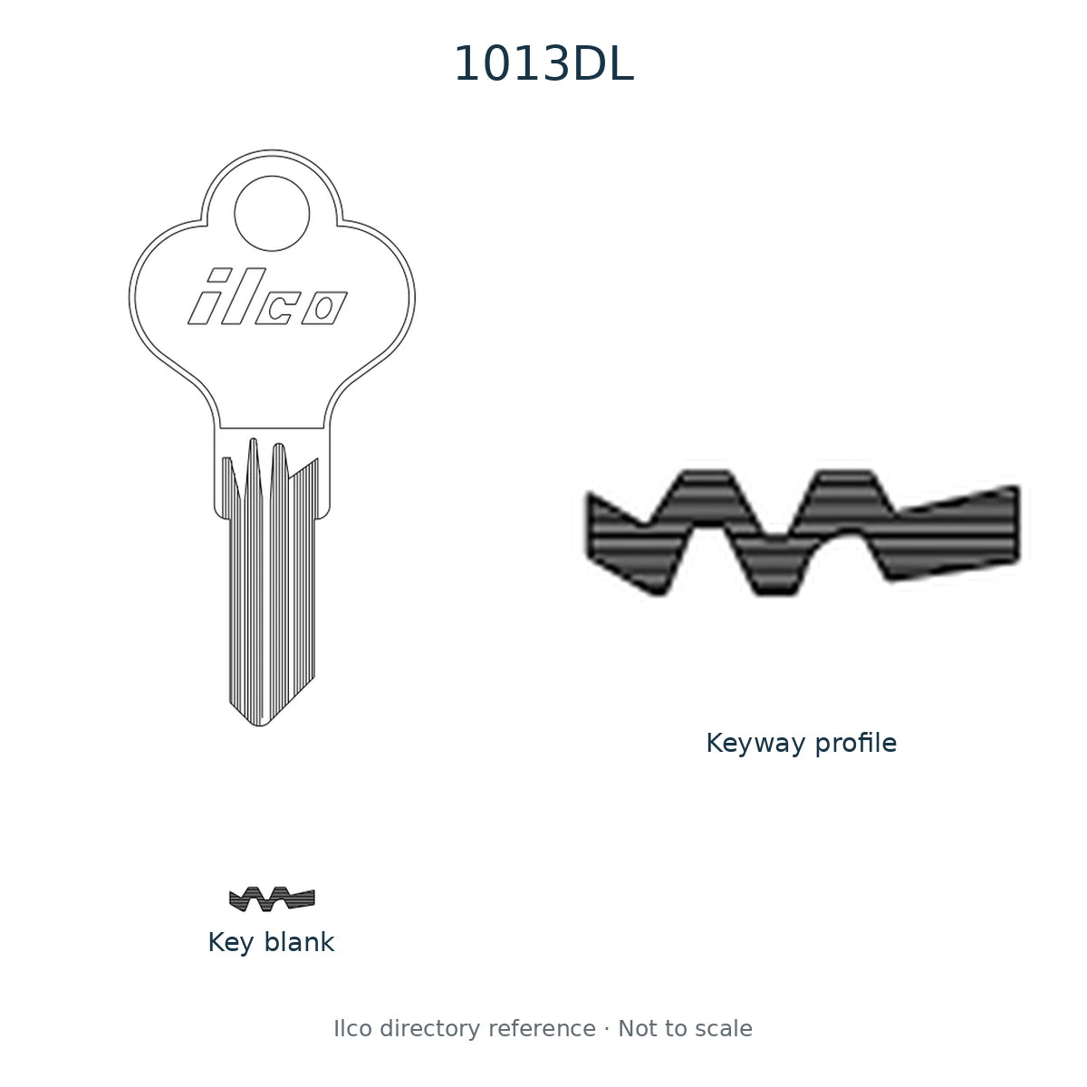 Ilco directory reference 1013DL — key blank and keyway profile; not to scale