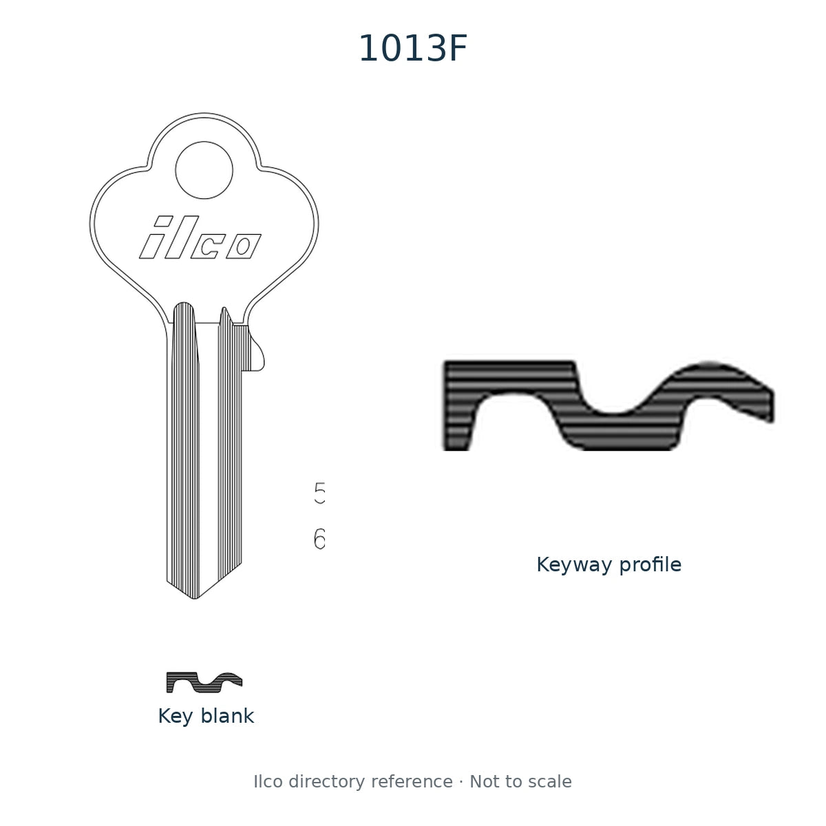 Ilco directory reference 1013F — key blank and keyway profile; not to scale