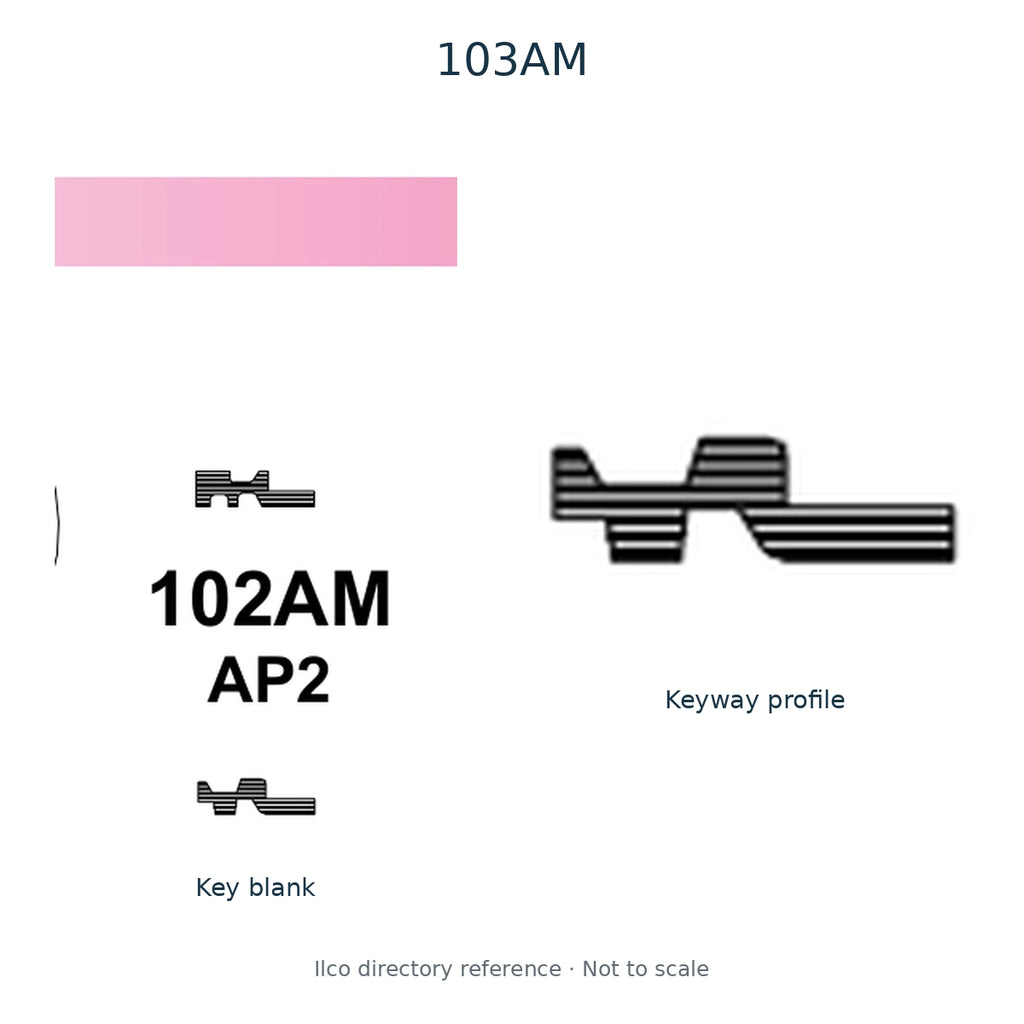 Ilco directory reference 103AM — key blank and keyway profile; not to scale