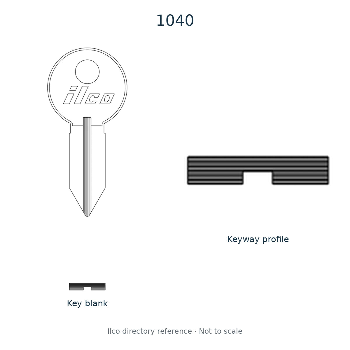 Ilco directory reference 1040 — key blank and keyway profile; not to scale