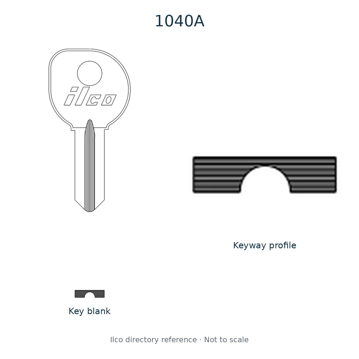 Ilco directory reference 1040A — key blank and keyway profile; not to scale
