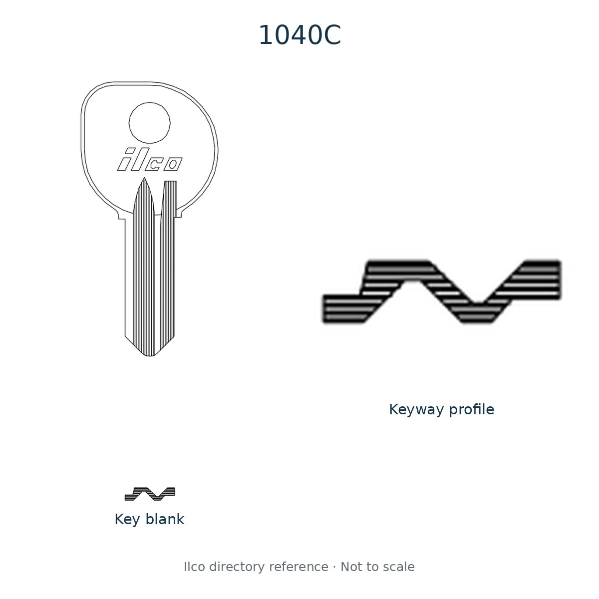Ilco directory reference 1040C — key blank and keyway profile; not to scale