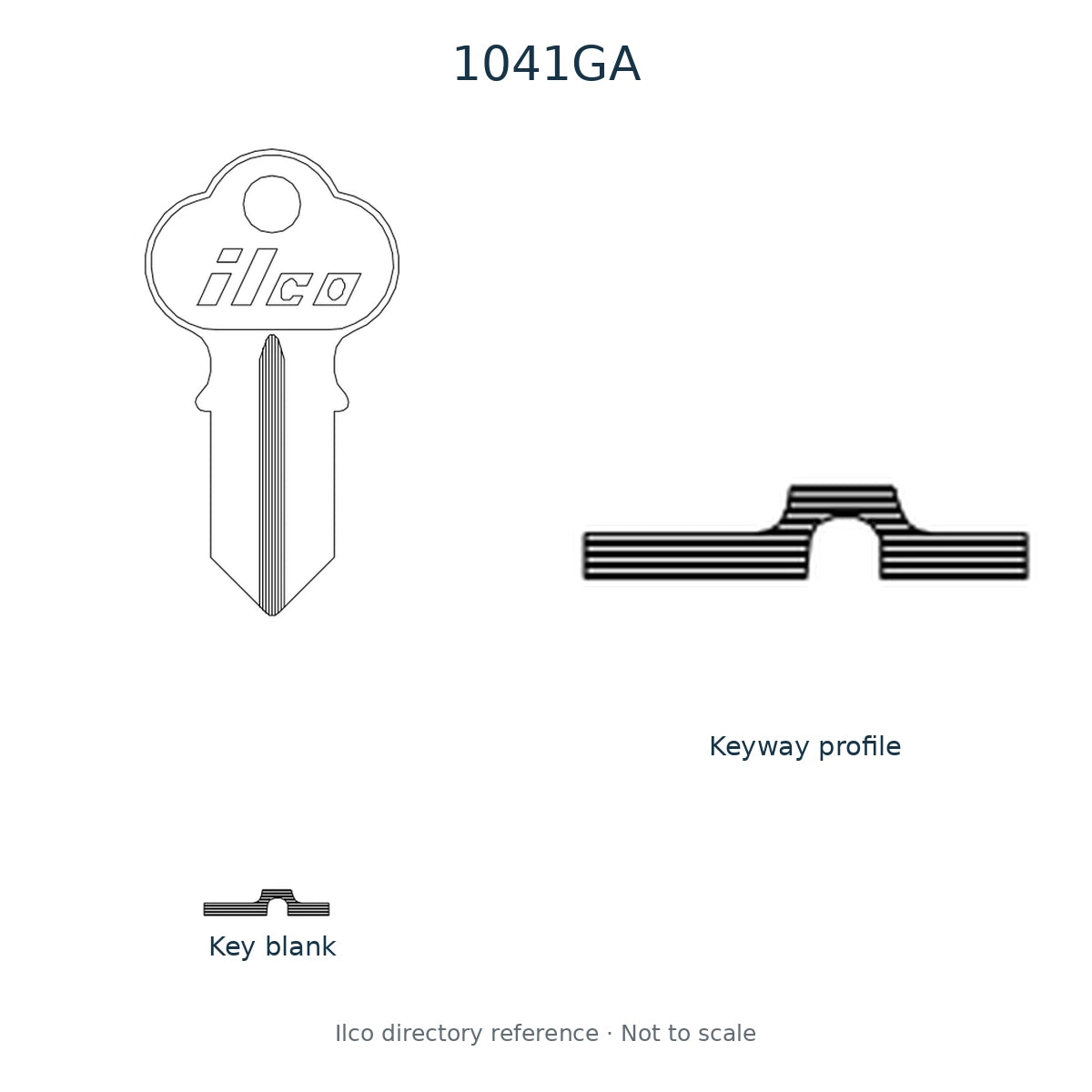 Ilco directory reference 1041GA — key blank and keyway profile; not to scale