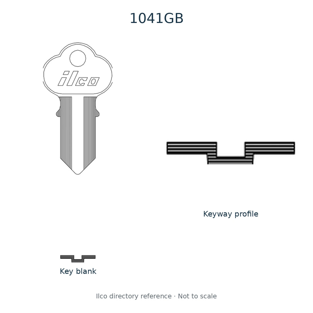 Ilco directory reference 1041GB — key blank and keyway profile; not to scale