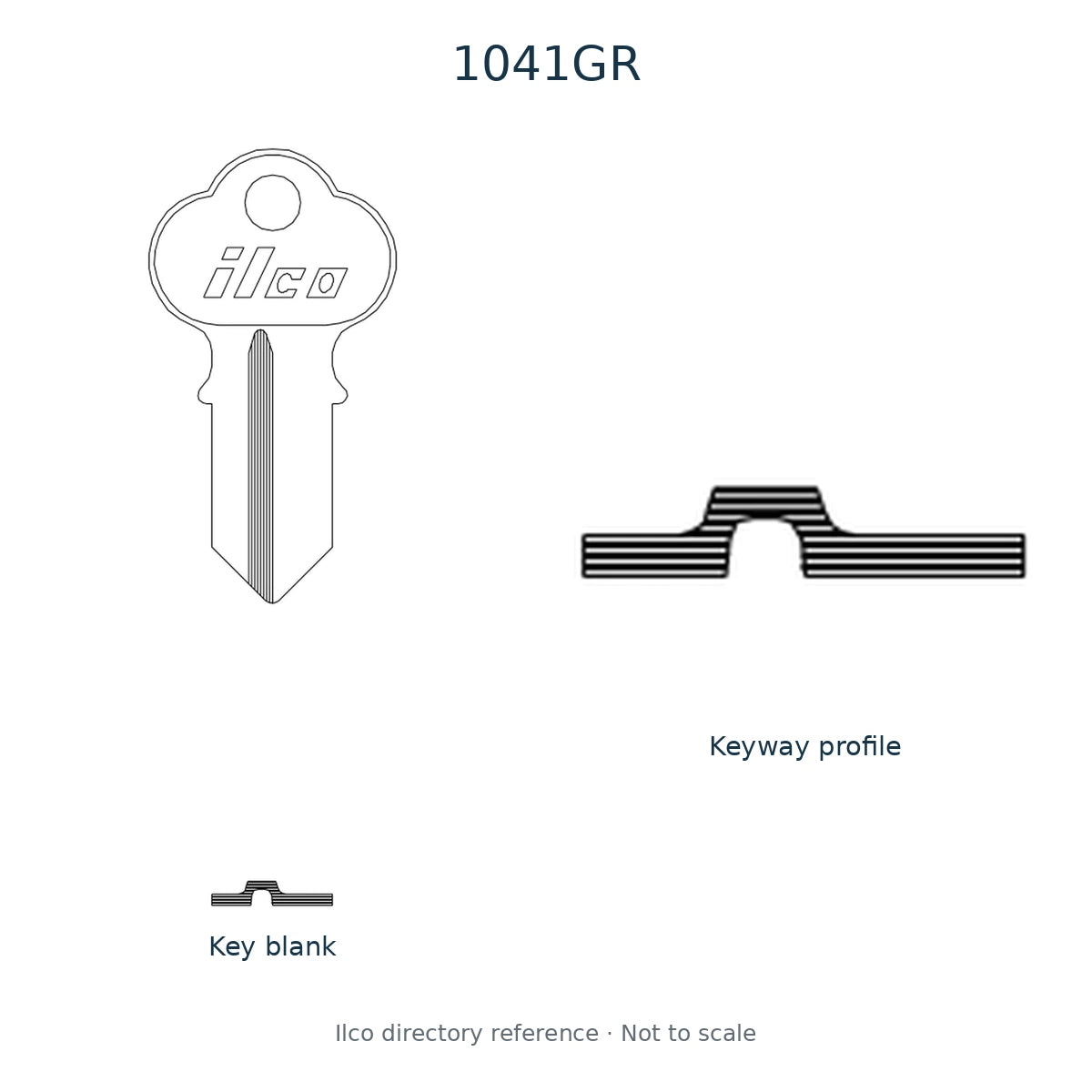 Ilco directory reference 1041GR — key blank and keyway profile; not to scale