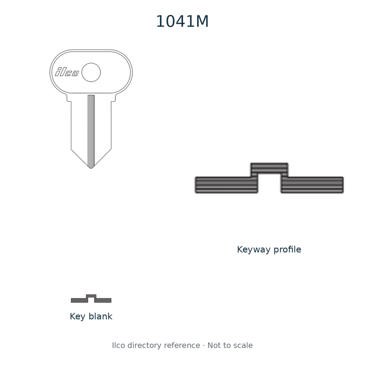 Ilco directory reference 1041M — key blank and keyway profile; not to scale