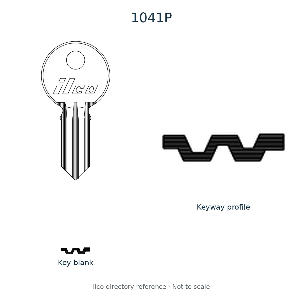 Ilco directory reference 1041P — key blank and keyway profile; not to scale