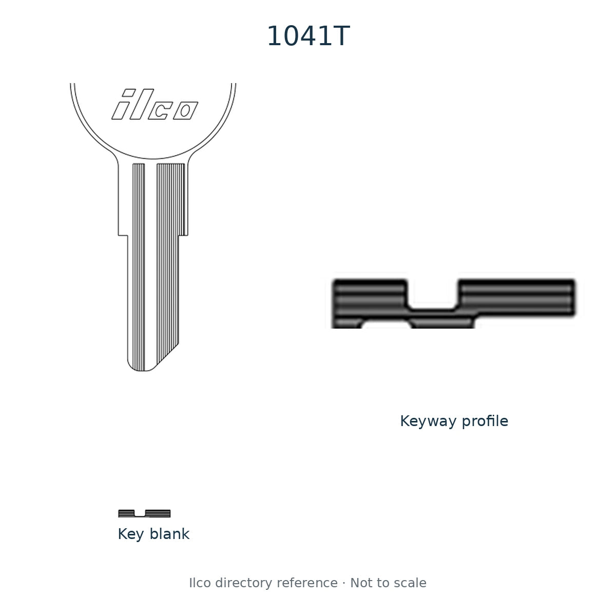 Ilco directory reference 1041T — key blank and keyway profile; not to scale