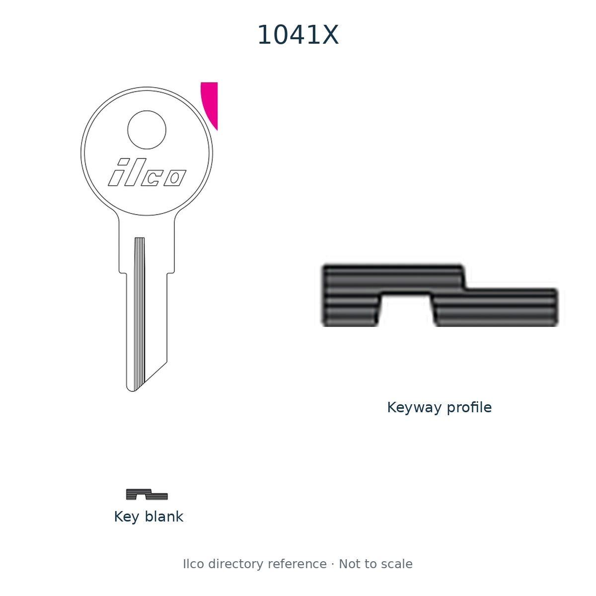 Ilco directory reference 1041X — key blank and keyway profile; not to scale