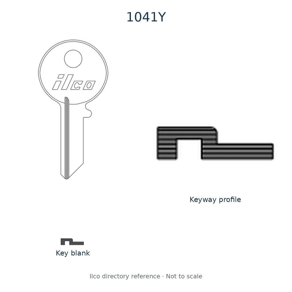 Ilco directory reference 1041Y — key blank and keyway profile; not to scale