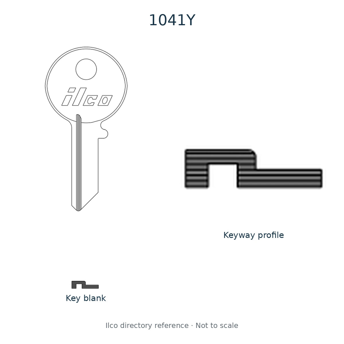 Ilco directory reference 1041Y — key blank and keyway profile; not to scale