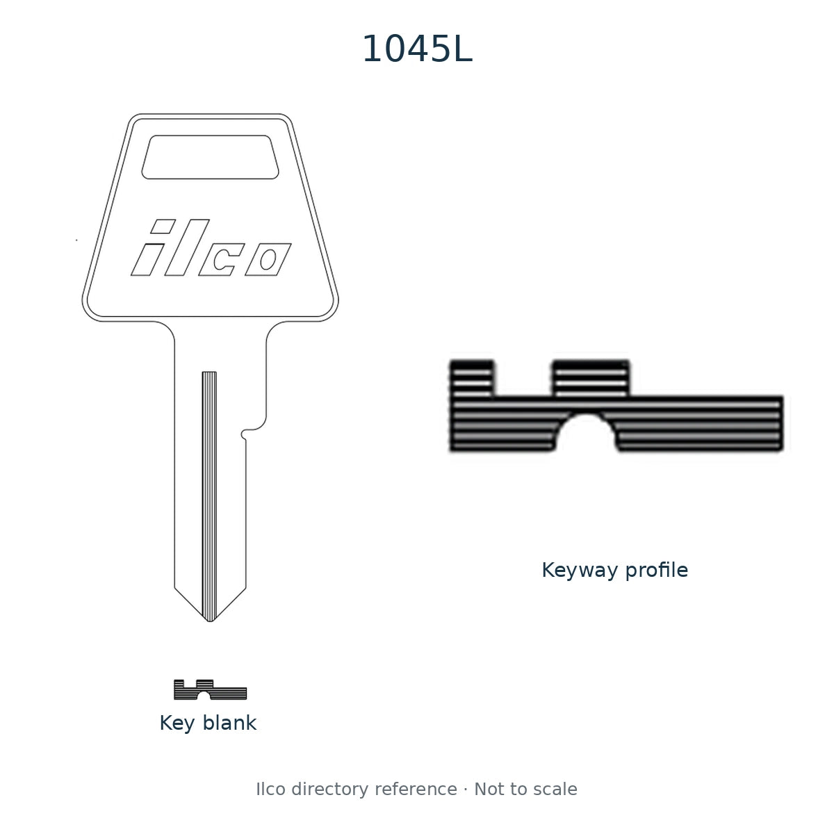 Ilco directory reference 1045L — key blank and keyway profile; not to scale