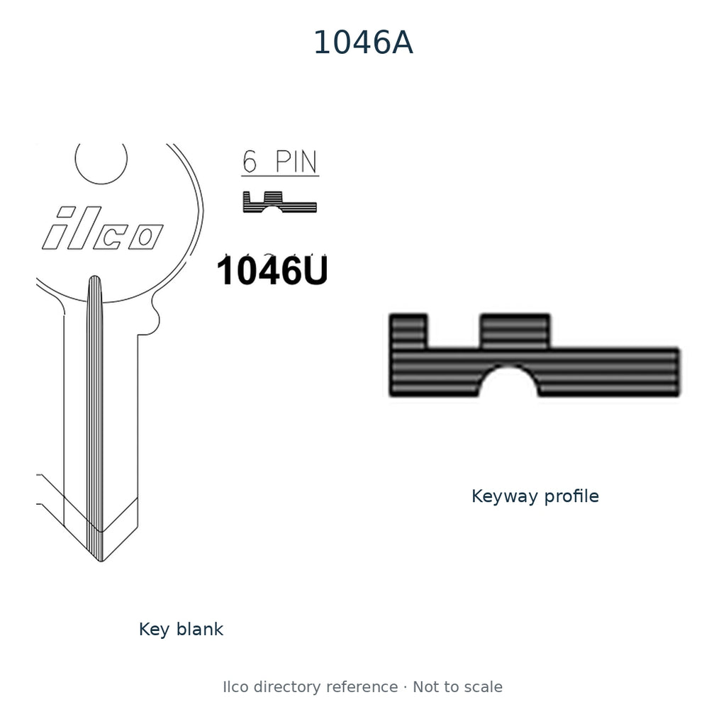 Ilco directory reference 1046A — key blank and keyway profile; not to scale