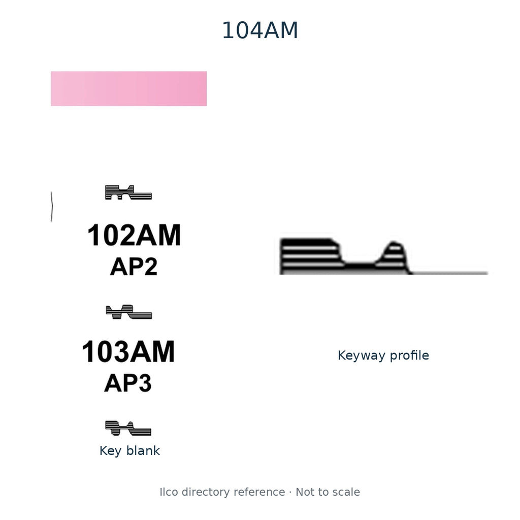 Ilco directory reference 104AM — key blank and keyway profile; not to scale