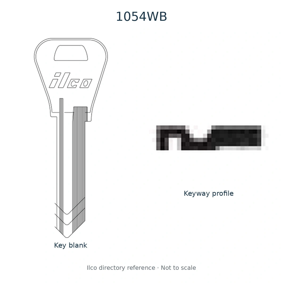 Ilco directory reference 1054WB — full key blank and keyway profile; not to scale