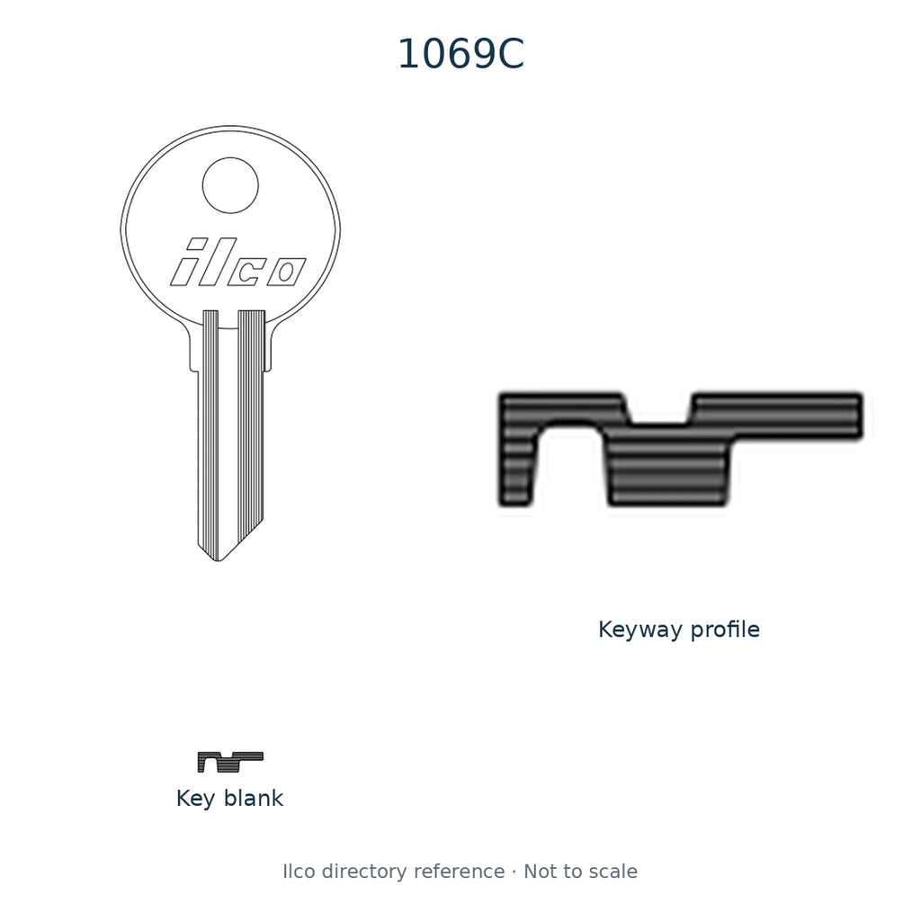Ilco directory reference 1069C — key blank and keyway profile; not to scale