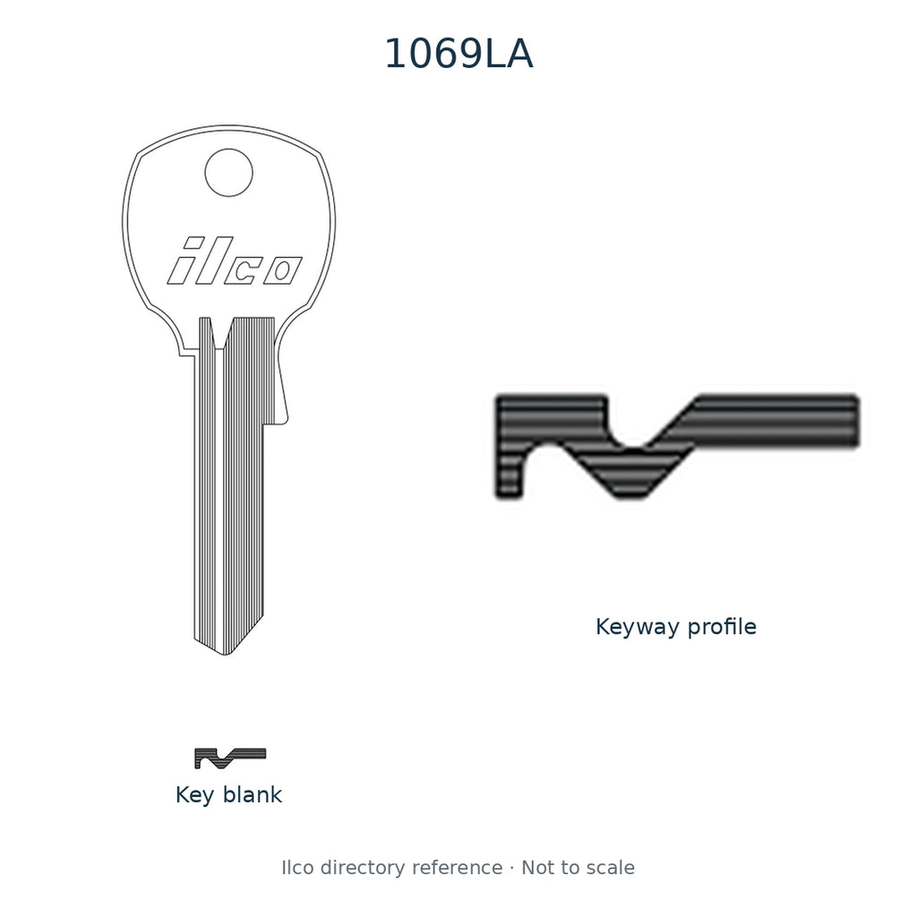 Ilco directory reference 1069LA — key blank and keyway profile; not to scale