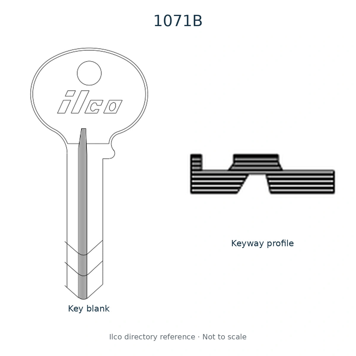 Ilco directory reference 1071B — full key blank and keyway profile; not to scale