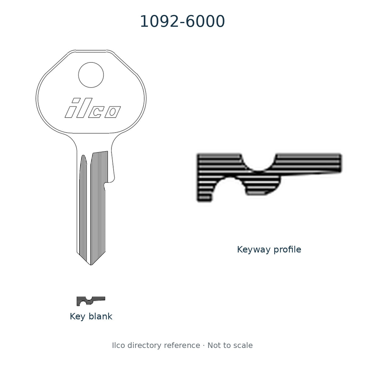 Ilco directory reference 1092-6000 — key blank and keyway profile; not to scale