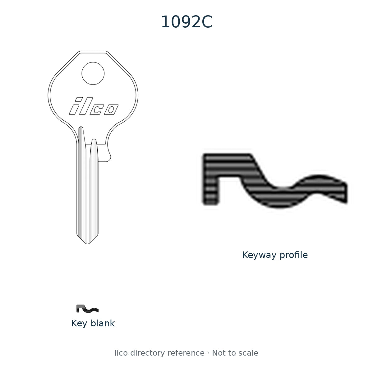 Ilco directory reference 1092C — key blank and keyway profile; not to scale