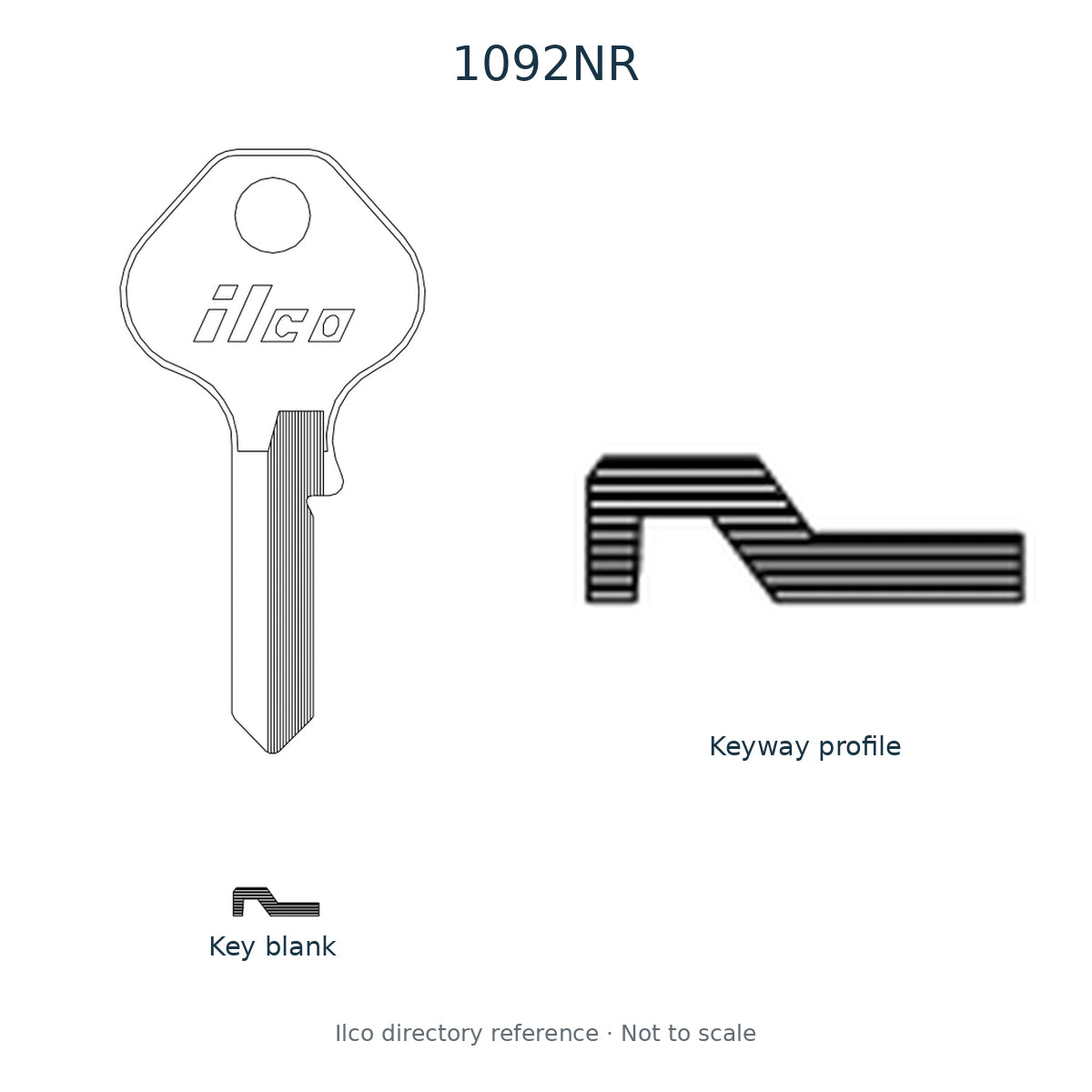 Ilco directory reference 1092NR — key blank and keyway profile; not to scale