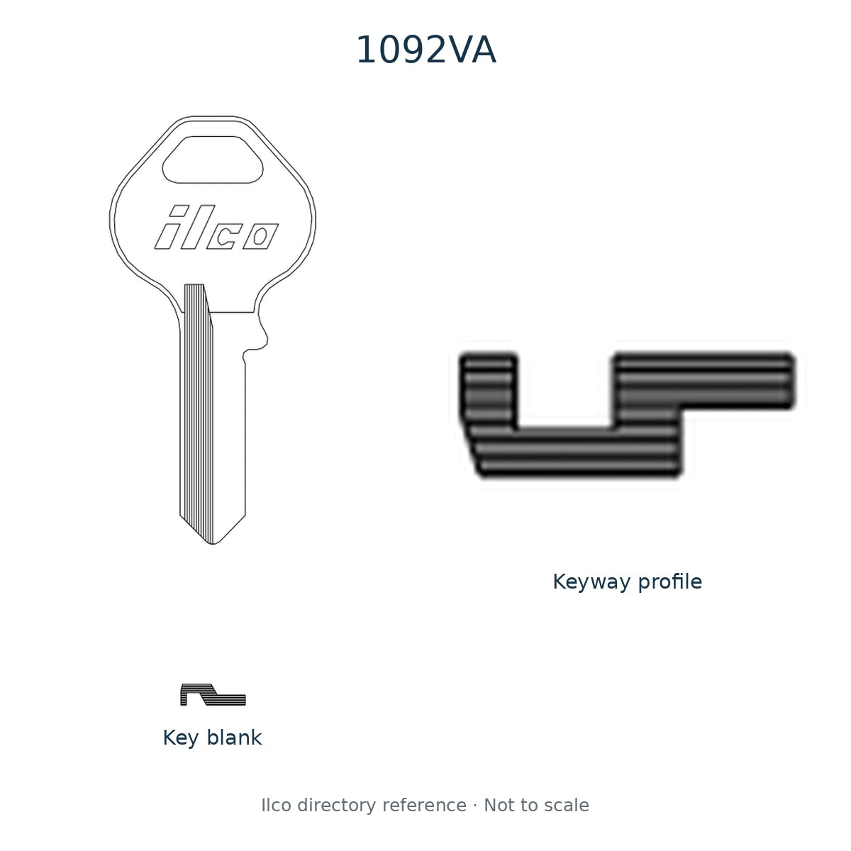 Ilco directory reference 1092VA — key blank and keyway profile; not to scale