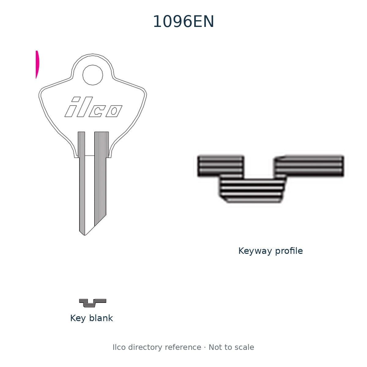 Ilco directory reference 1096EN — key blank and keyway profile; not to scale