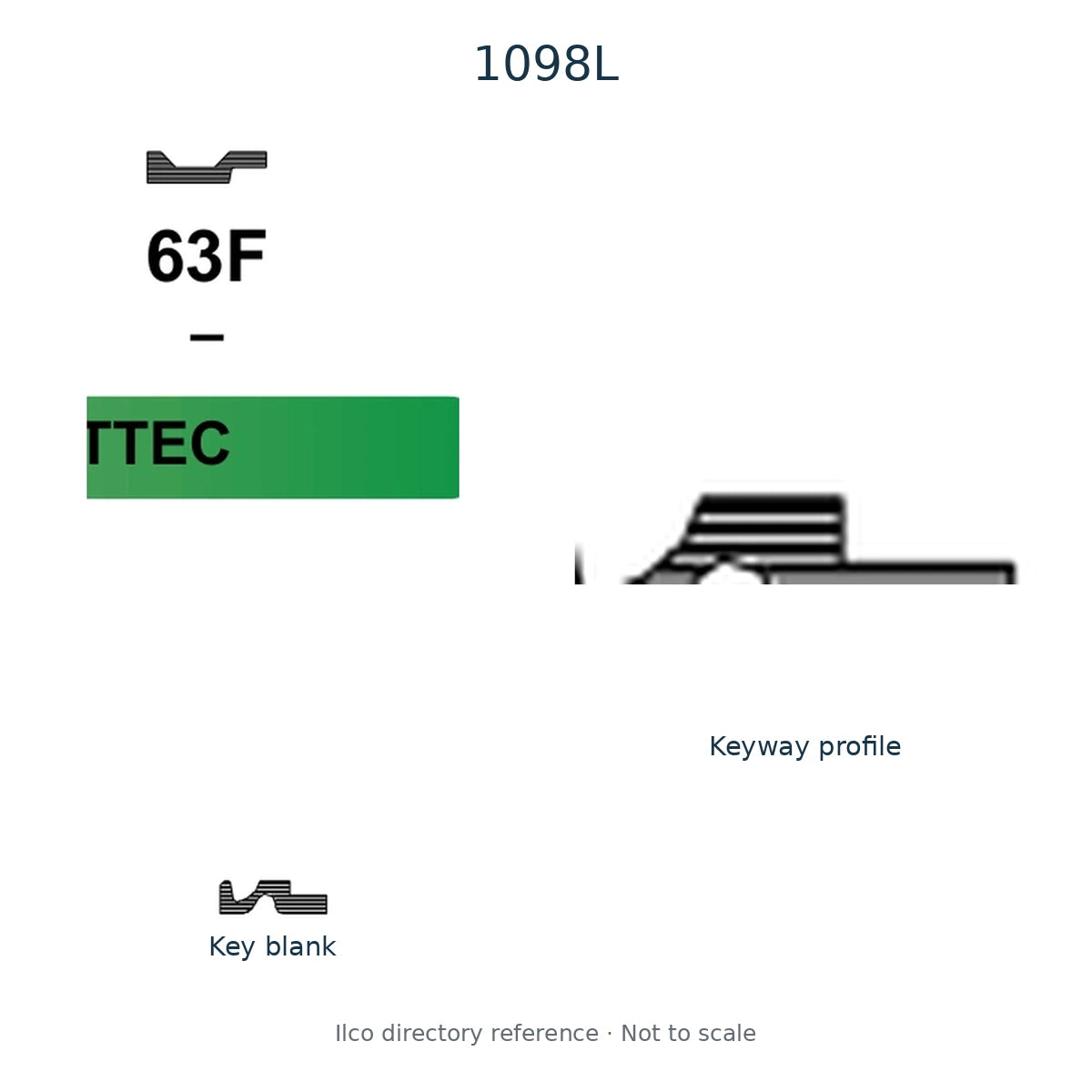 Ilco directory reference 1098L — key blank and keyway profile; not to scale