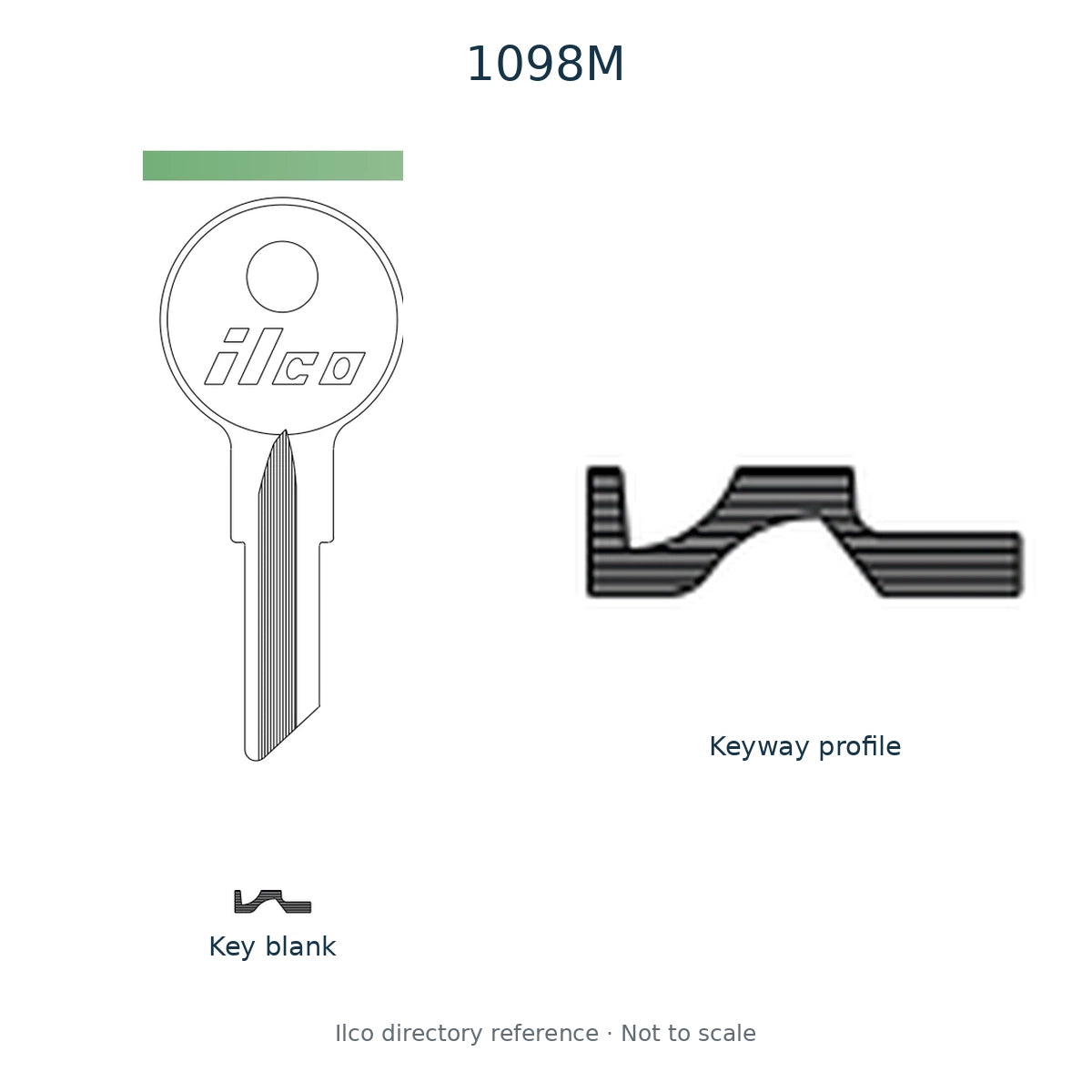 Ilco directory reference 1098M — key blank and keyway profile; not to scale