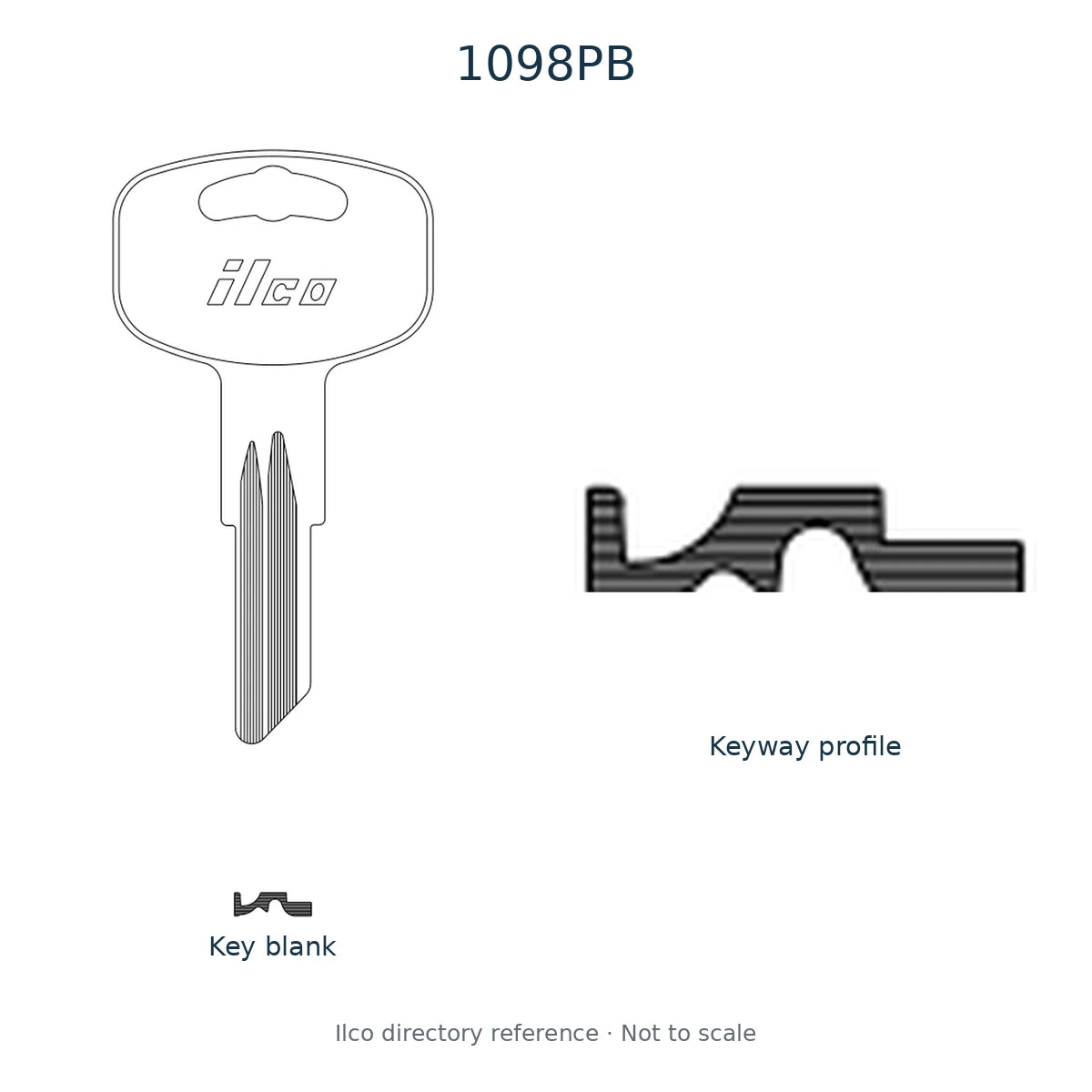 Ilco directory reference 1098PB — key blank and keyway profile; not to scale