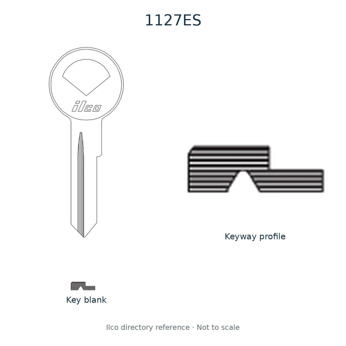 Ilco directory reference 1127ES — key blank and keyway profile; not to scale