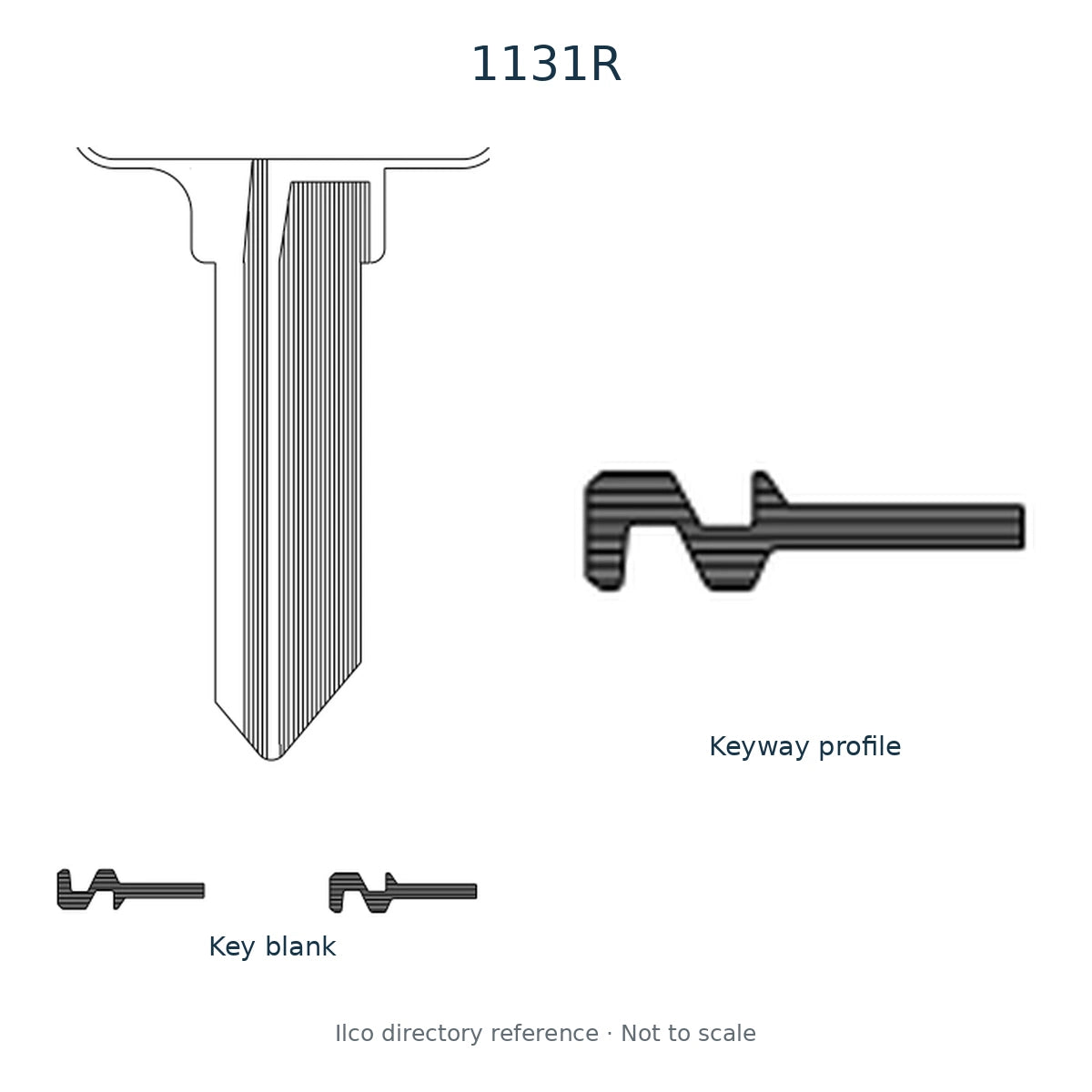 Ilco directory reference 1131R — key blank and keyway profile; not to scale
