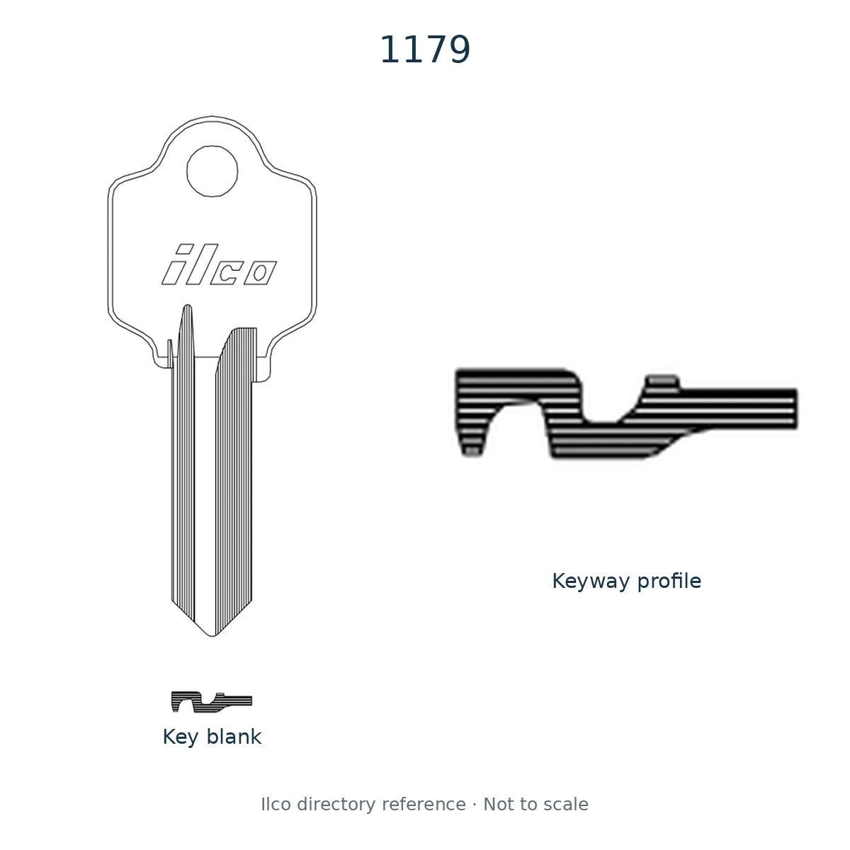 Ilco directory reference 1179 — key blank and keyway profile; not to scale
