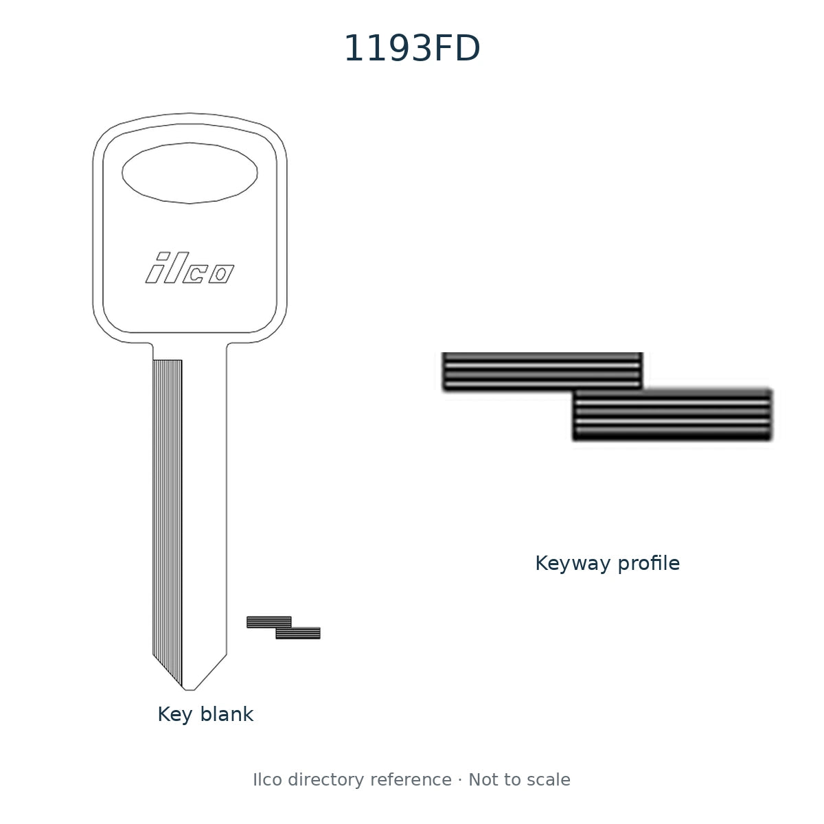 Ilco directory reference 1193FD — key blank and keyway profile; not to scale