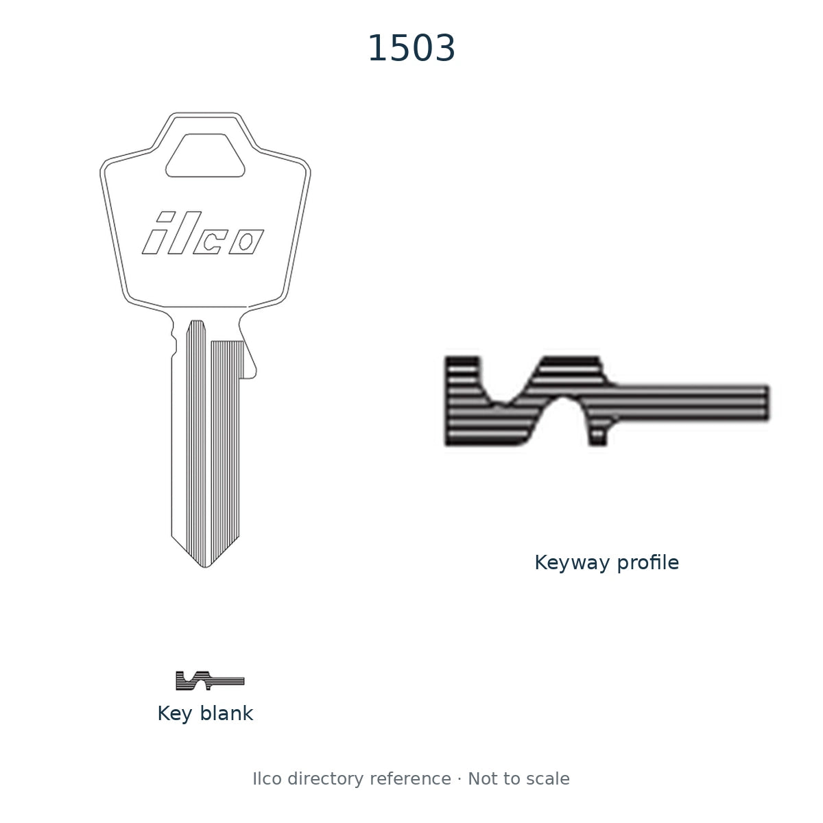 Ilco directory reference 1503 — key blank and keyway profile; not to scale