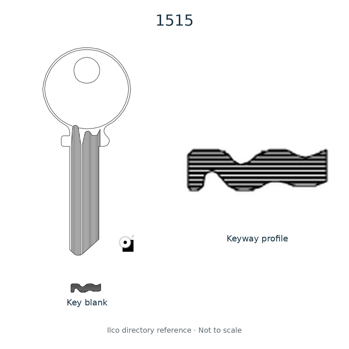 Ilco directory reference 1515 — key blank and keyway profile; not to scale