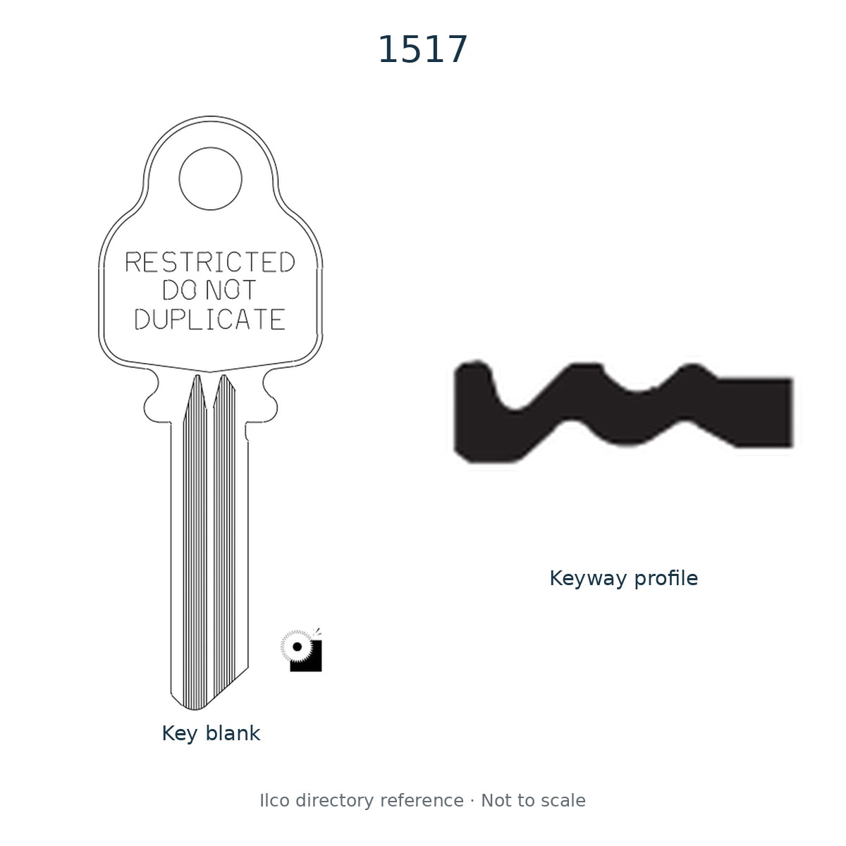 Ilco directory reference 1517 — key blank and keyway profile; not to scale