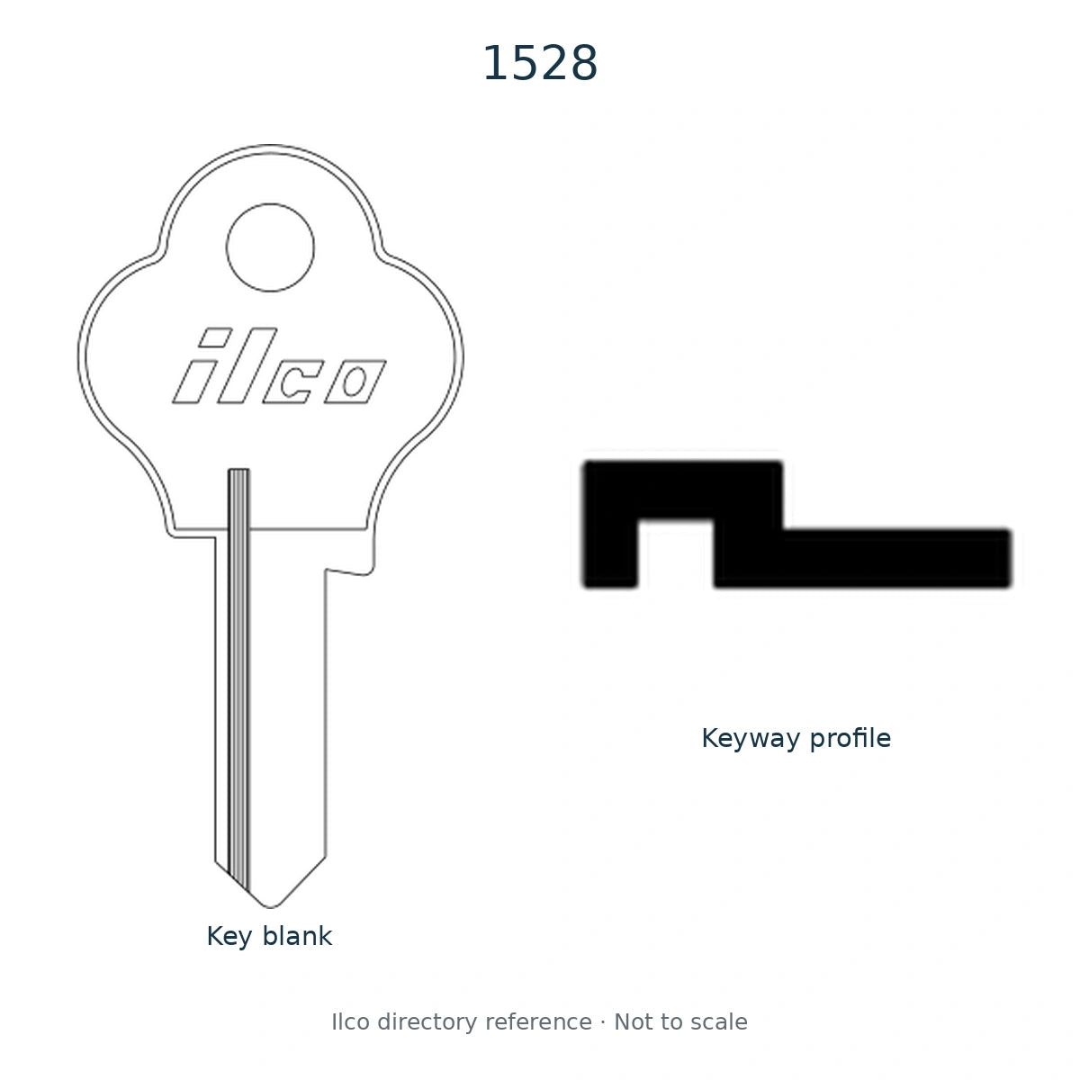 Ilco directory reference 1528 — full key blank and keyway profile; not to scale