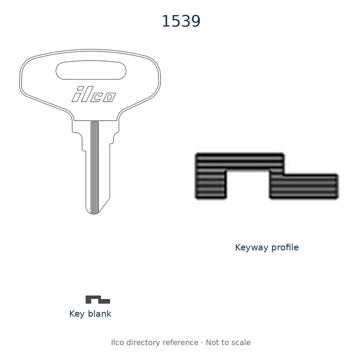 Ilco directory reference 1539 — key blank and keyway profile; not to scale