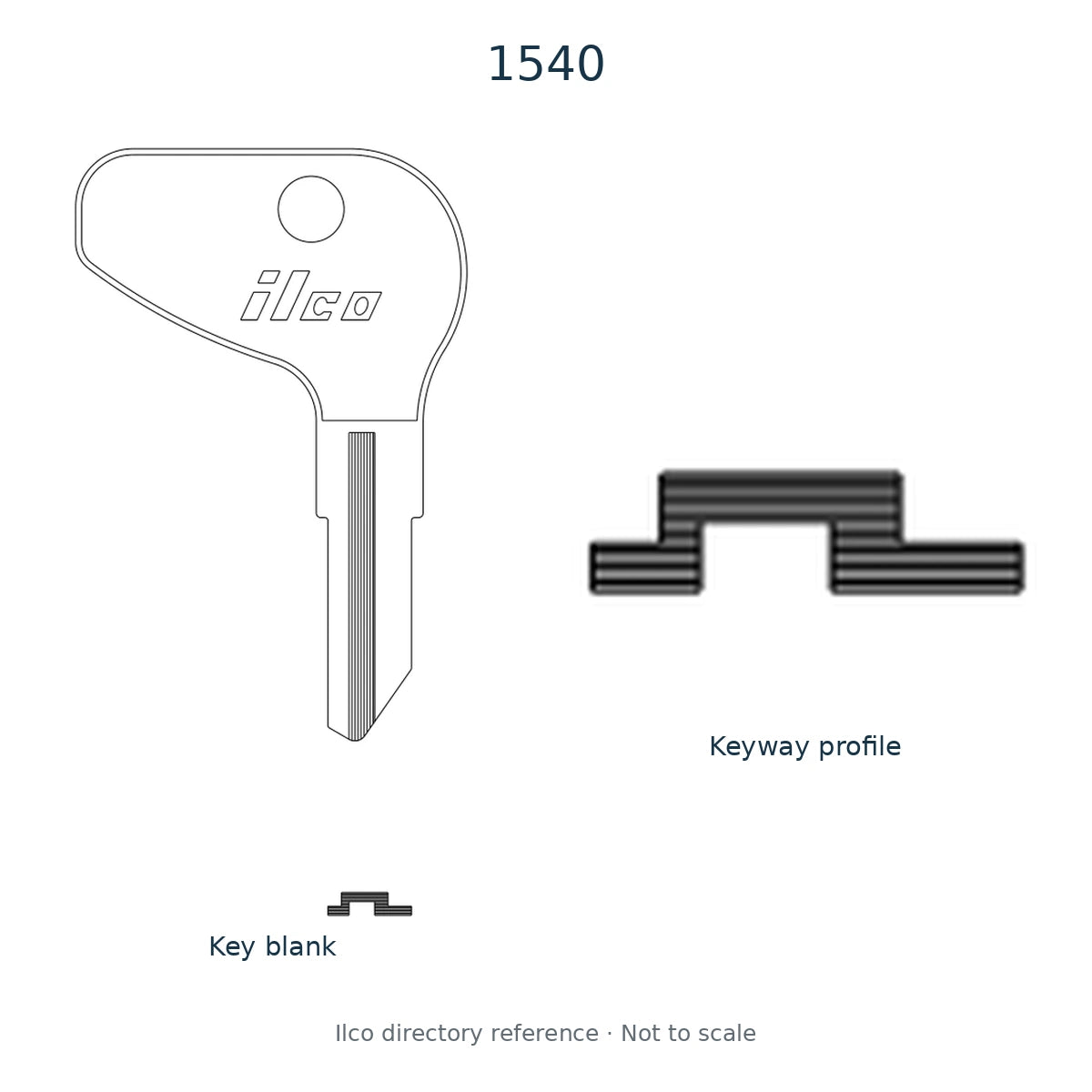Ilco directory reference 1540 — key blank and keyway profile; not to scale