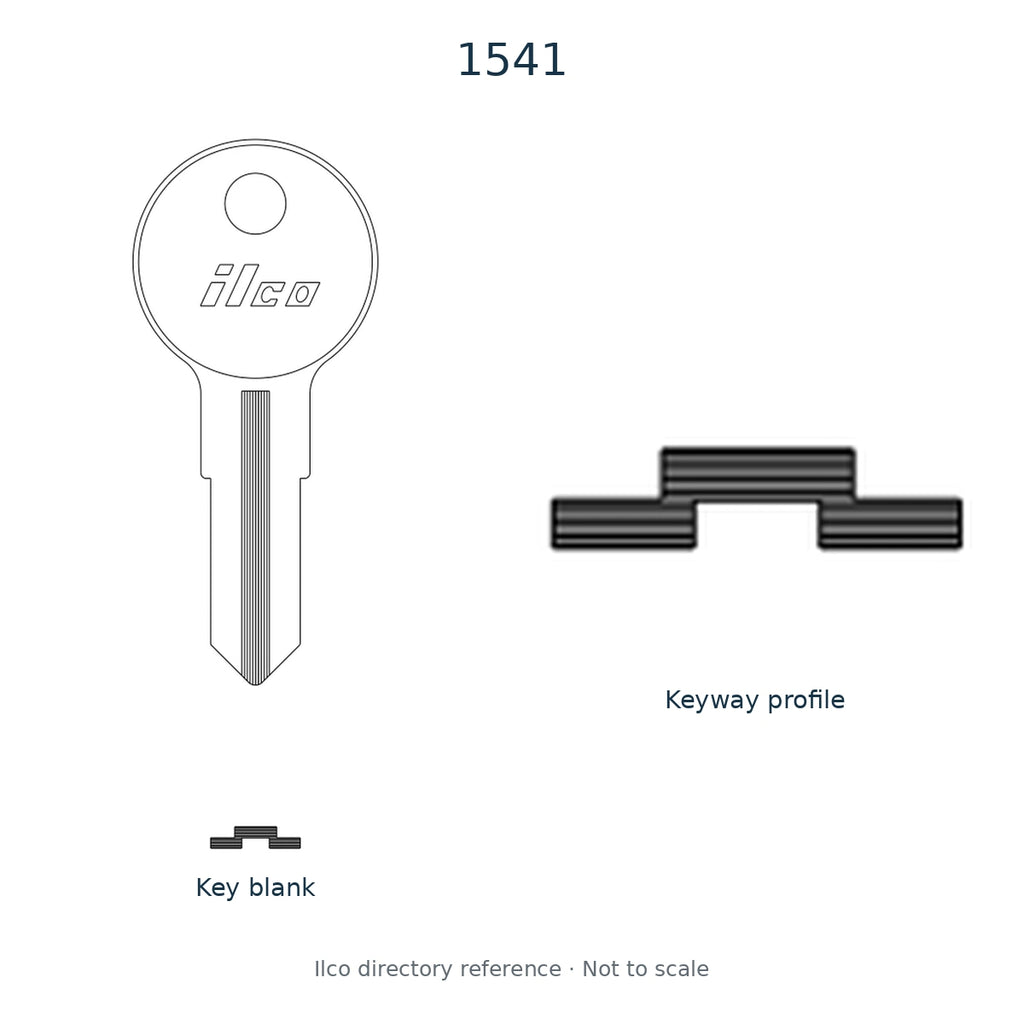 Ilco directory reference 1541 — key blank and keyway profile; not to scale