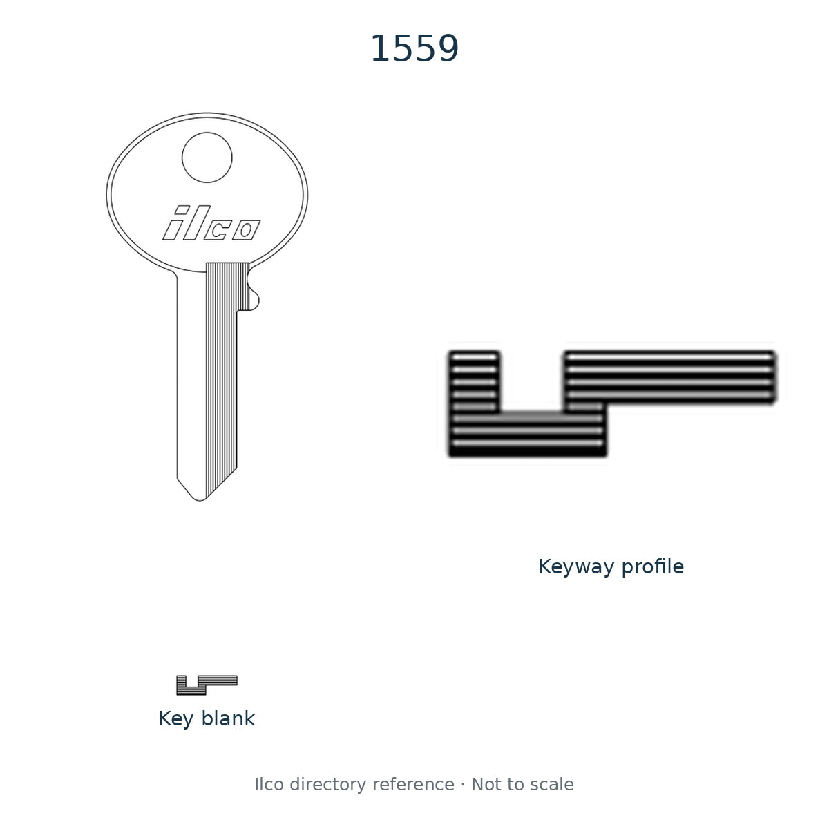 Ilco directory reference 1559 — key blank and keyway profile; not to scale